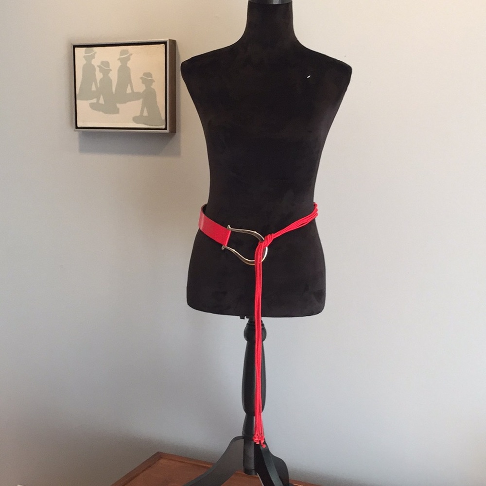 Red Hip Hugger Leather/Cotton Belt